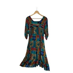 Krist Gudnason Vintage Wearable Art Print Midi Dress Sz M